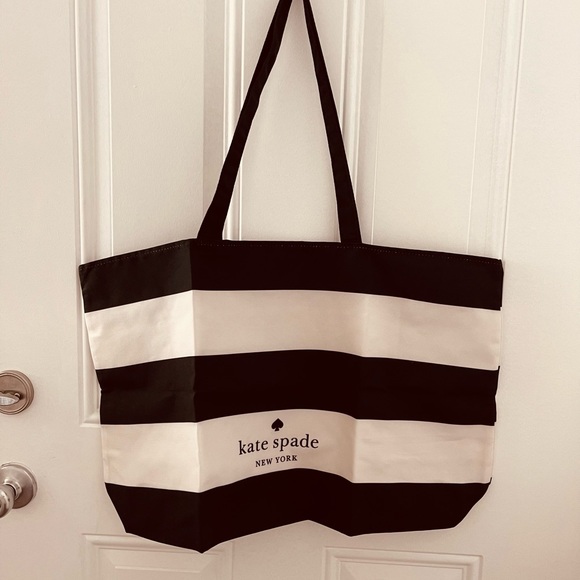 Kate Spade Black and White Striped Tote - Picture 5 of 7